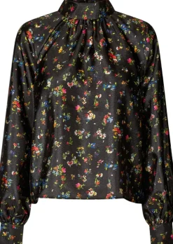 2067 Flat Textured Poly, Gathered Ruffle Long Sleeve Top-Stine Goya Online