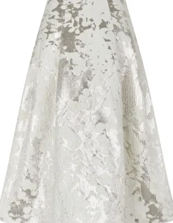 2461 Metallic Woven jacquard, Voluminous Midi Skirt-Stine Goya Best