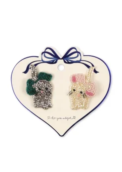 2 PACK BOW KITTY BEADED HAIR CLIP-Konges Sløjd