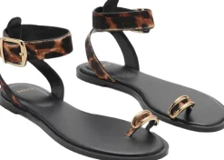 Outlet Animal-print leather sandals Dame Sandaler