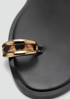 Outlet Animal-print leather sandals Dame Sandaler