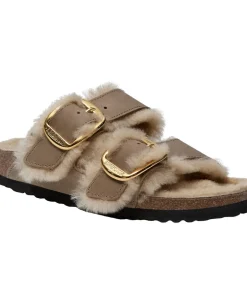 Dame Birkenstock Sandaler>Arizona BB Shearling LEOI Tabacco Br LAF