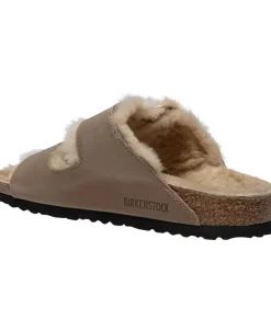 Dame Birkenstock Sandaler>Arizona BB Shearling LEOI Tabacco Br LAF