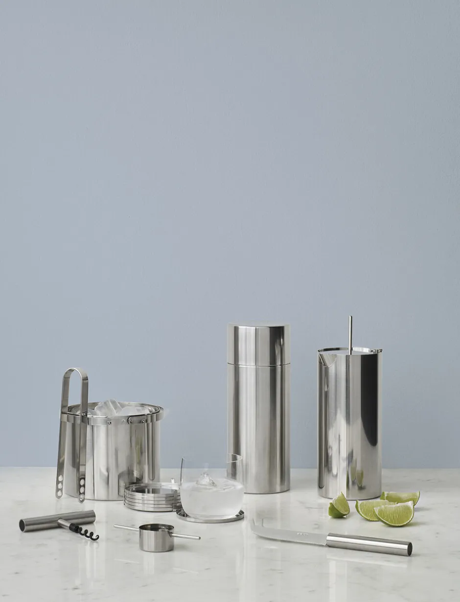 Arne Jacobsen martini mixer med mixer ske 1 l, steel-Stelton Best