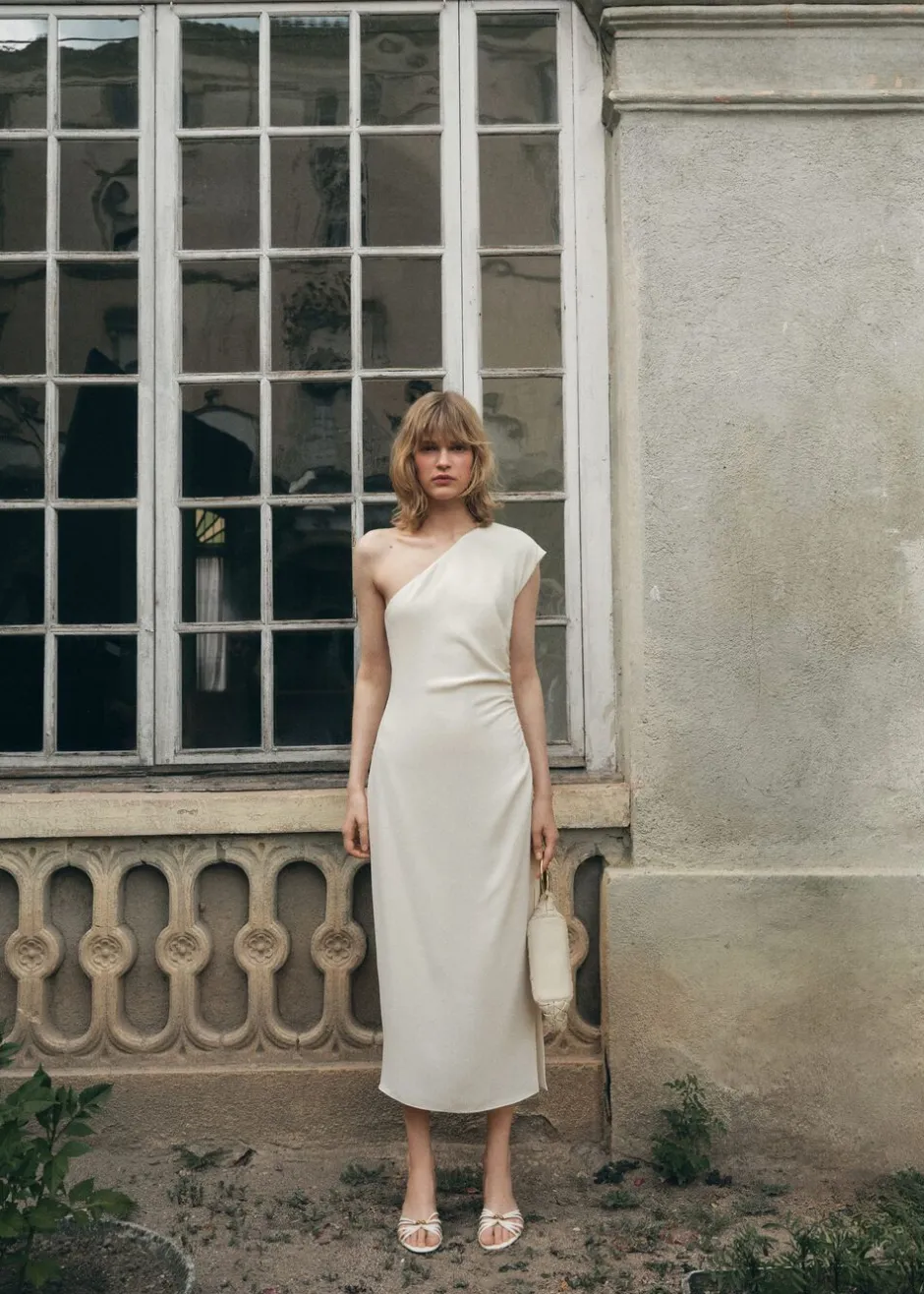 Asymmetrical pleated dress-MANGO Best