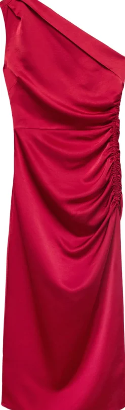 Clearance Asymmetrical satin dress with side Dame Kjoler
