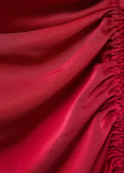 Clearance Asymmetrical satin dress with side Dame Kjoler