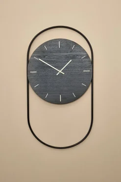A-Wall Clock - Black with black metal ring-Andersen - Furniture Outlet