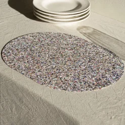 Clearance Beach Clean Oval Dækkeserviet Sæt Tekstiler Til Borddækning