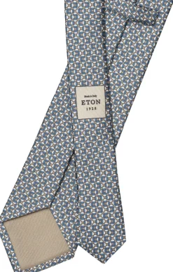 Beige Geometric Print Silk Tie-ETON Outlet