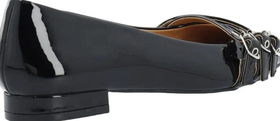 Dame Bianco Festsko|Ballerinaer>BIABARI Pointy Flat Buckle Faux Leather