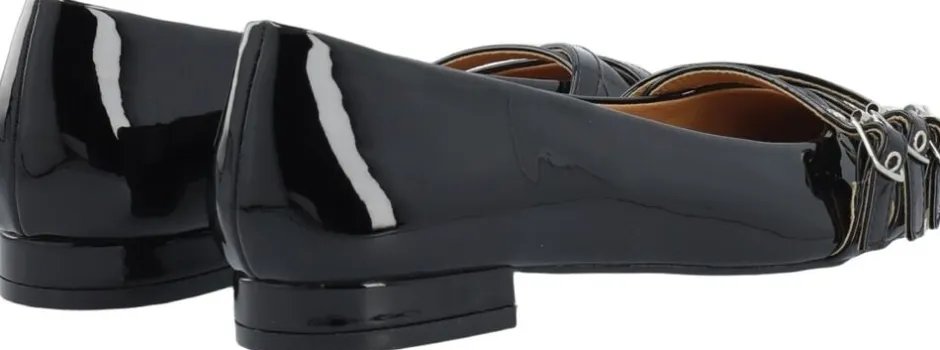 Dame Bianco Festsko|Ballerinaer>BIABARI Pointy Flat Buckle Faux Leather