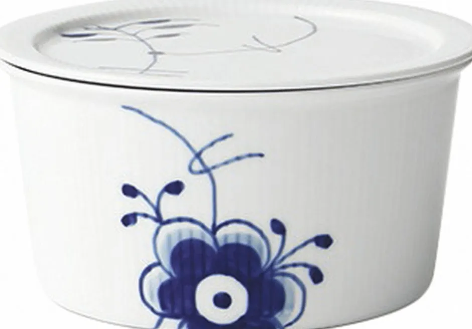 Blå Mega Riflet 100 cl. skål med låg-Royal Copenhagen Clearance