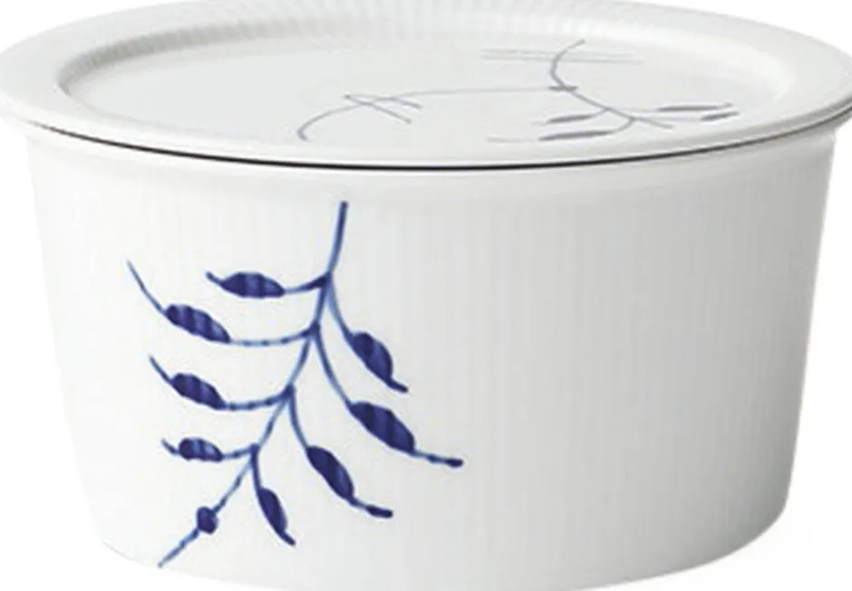 Blå Mega Riflet 100 cl. skål med låg-Royal Copenhagen Clearance