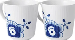 Royal Copenhagen Kopper & Krus>BLÅ MEGA RIFLET 2-PAK KRUS 28 CL