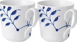 Royal Copenhagen Kopper & Krus>BLÅ MEGA RIFLET 2-PAK KRUS 28 CL