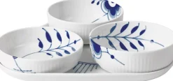 Royal Copenhagen Julegaver|Skåle & Fade>Blå Mega Riflet Serveringssæt 4 dele