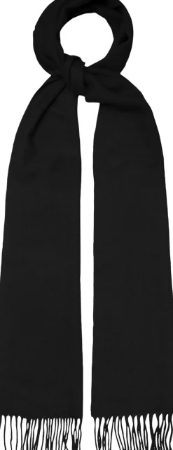 ETON Slips & Accessories|Halstørklæder & Tørklæder>Black Herringbone Merino Wool Scarf