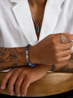 Nialaya Smykker>Dumortierite Healing Bracelet with Silver Lock