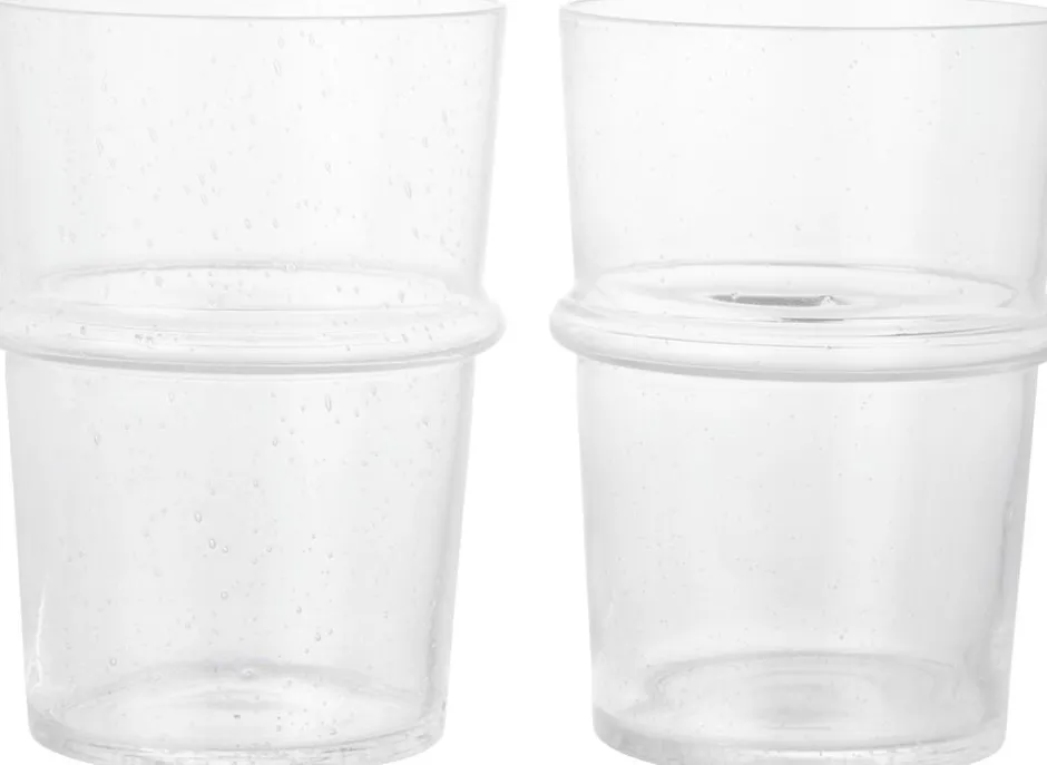 Ferm Living Glas>Boya Tall Glasses - Set of 2 - Clear with bubbles