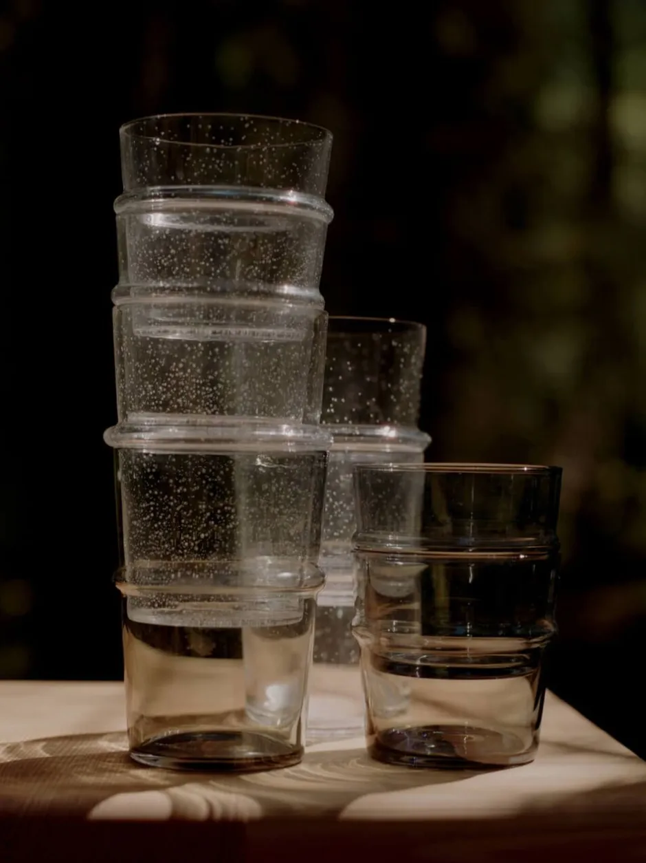 Ferm Living Glas>Boya Tall Glasses - Set of 2 - Clear with bubbles