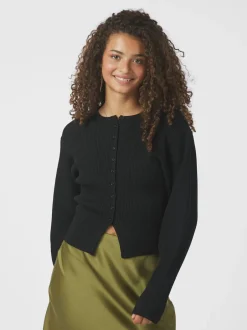 Briano Stitch Knit Cardigan-Neo Noir Hot