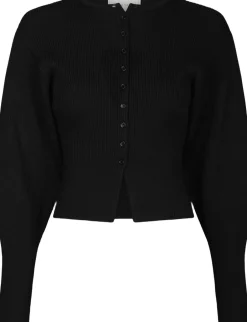 Briano Stitch Knit Cardigan-Neo Noir Hot