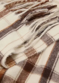 Check scarf with fringed ends-MANGO Online