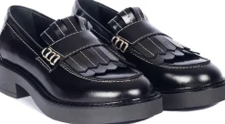 Dame ANGULUS Loafers>Chunky Penny loafer med frynser