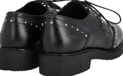 Hot Chunky snøresko i læder med dekorat Dame Snøresko