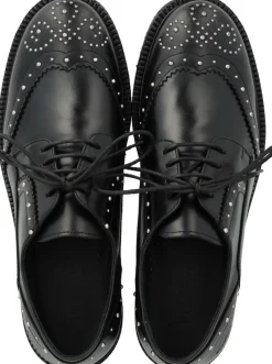 Hot Chunky snøresko i læder med dekorat Dame Snøresko