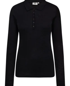 Discount Cilla 12 Langærmede polo strik - 100% Merino uld RWS Dame T-Shirts & Toppe