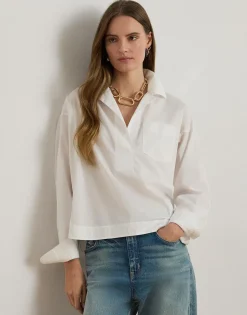 Hot Cotton Broadcloth Cropped Shirt Dame Bluser & Skjorter
