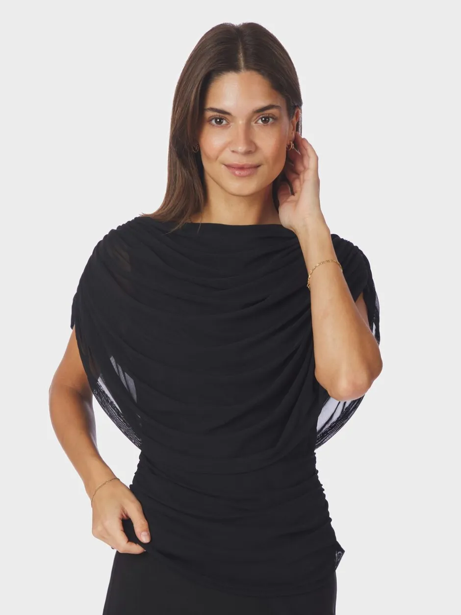 Cottuna Drapy Mesh Top-Neo Noir Outlet