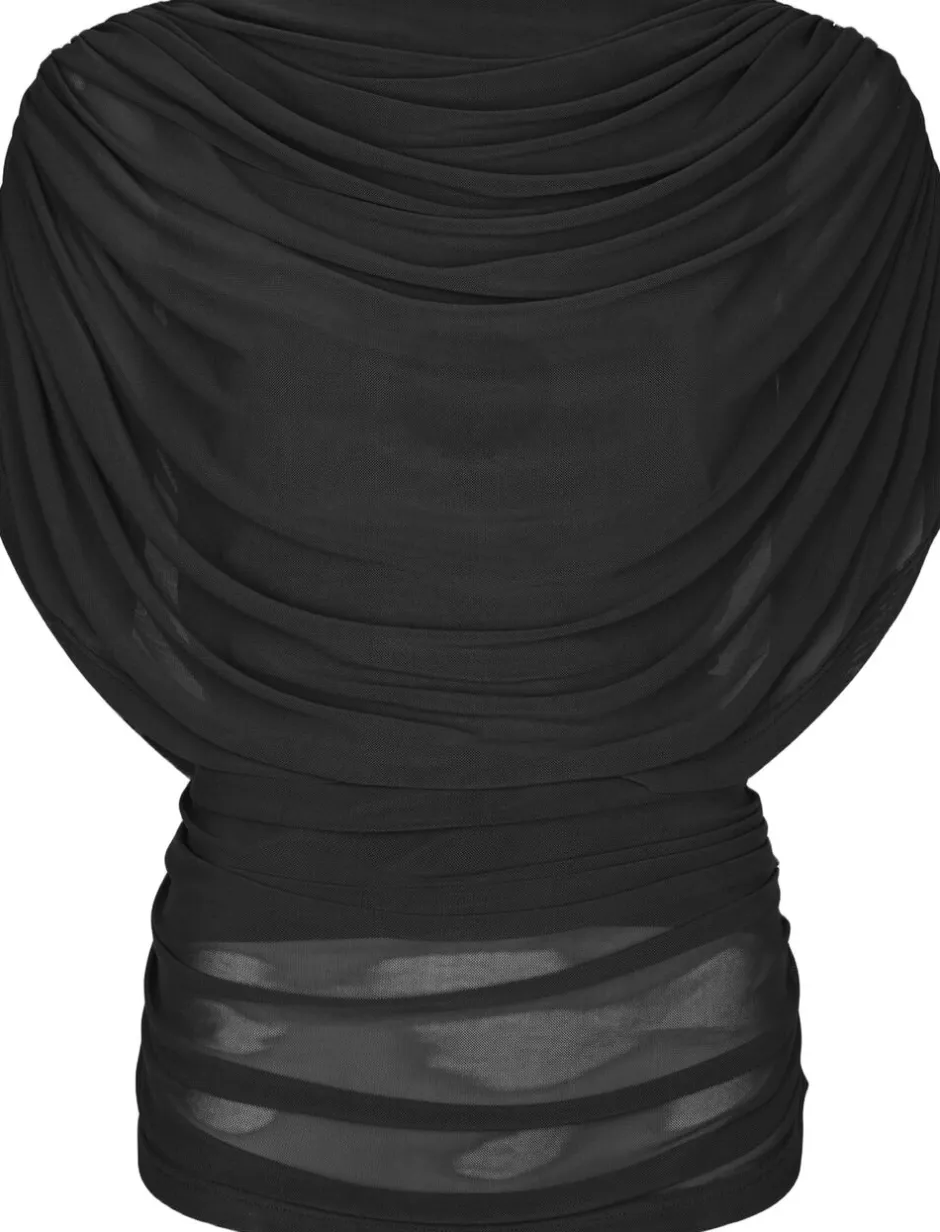 Cottuna Drapy Mesh Top-Neo Noir Outlet