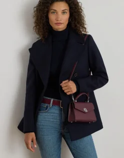 New Crosshatch Leather Small Farrah Satchel Dame Skuldertasker