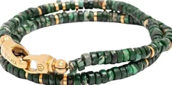 Dark Malachite Heishi Wrap Bracelet-Nialaya Best