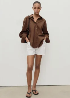 Dame MANGO Shorts>Denim shorts with frayed hem and pl