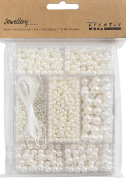 DIY Mix Smykker, Halskæde og armbånd, hvid perlemor-Creativ Company New