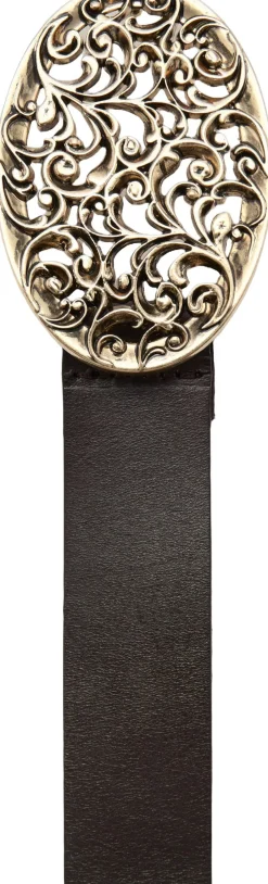Dame MANGO Bælter>Engraved buckle leather belt