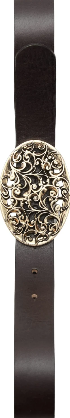 Dame MANGO Bælter>Engraved buckle leather belt