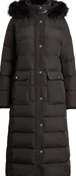 Faux-Fur-Trim Quilted Down Maxicoat-Lauren Ralph Lauren Discount