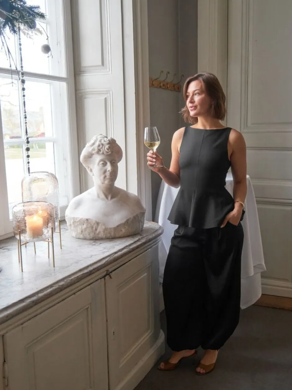 Dame Neo Noir Bukser>Fayla Drapy Satin Balloon Pants