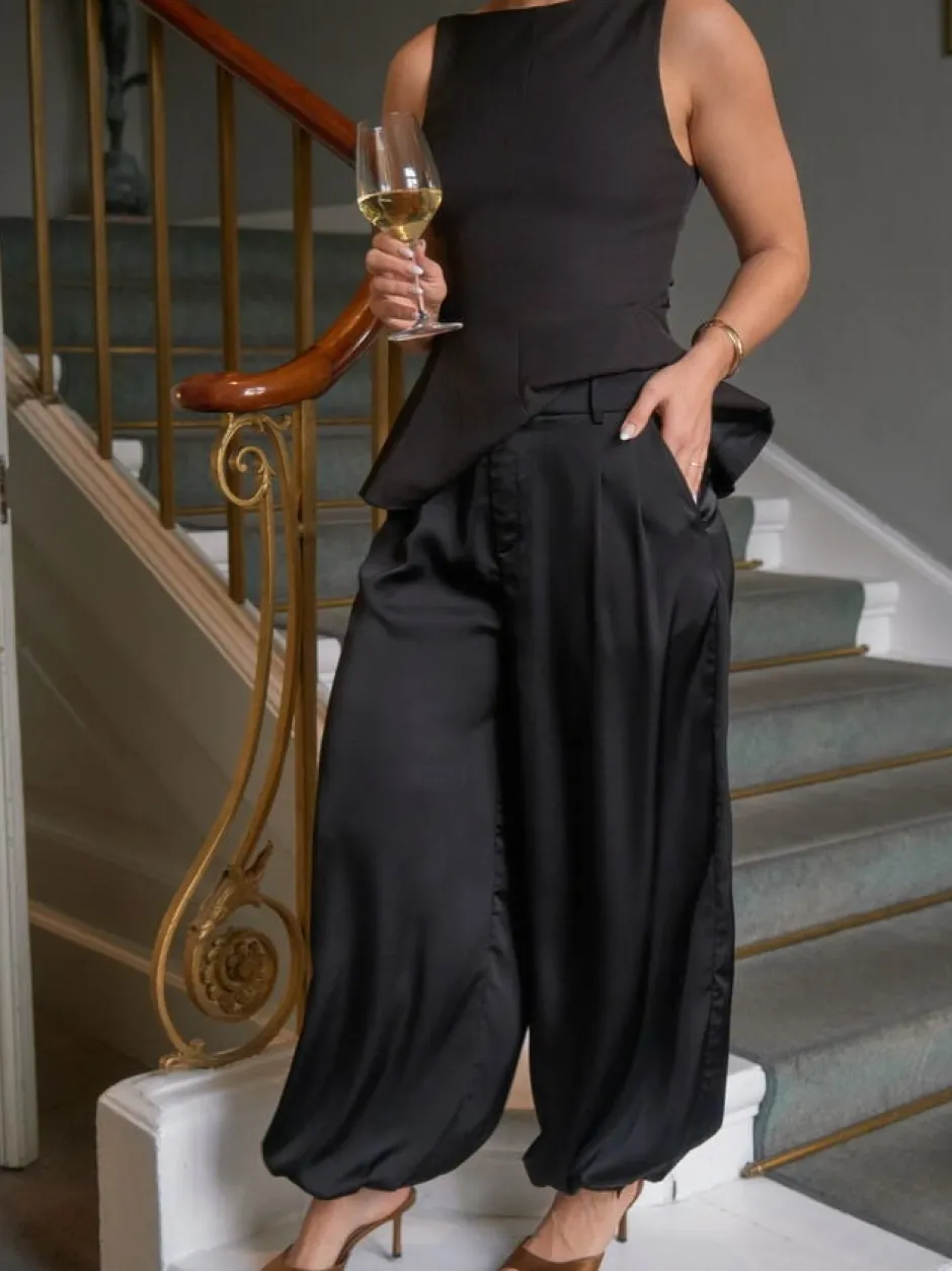 Dame Neo Noir Bukser>Fayla Drapy Satin Balloon Pants
