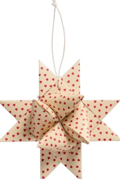 Ib Laursen Julepynt|Julepynt>Flettet stjerne t/ophæng lille m/røde hjerter