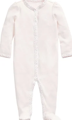 Floral-Trim Cotton Coverall-Polo Ralph Lauren Hot