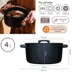 Folken Gryde emaljeret Støbejern 4L-Fiskars New