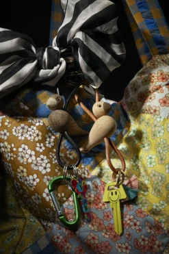 Best Fugl guld nøglering med naturlæder eg Dame Nøgleringe