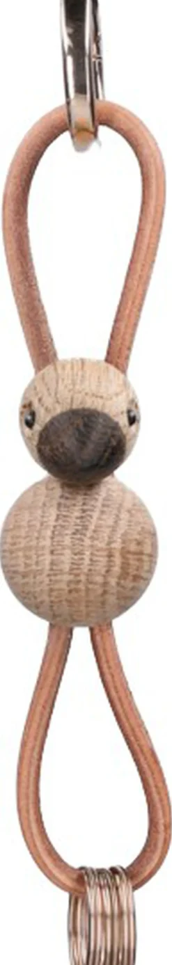 Best Fugl guld nøglering med naturlæder eg Dame Nøgleringe