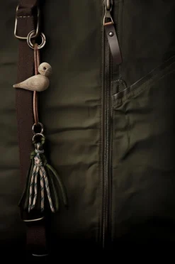 Best Fugl guld nøglering med naturlæder eg Dame Nøgleringe